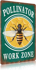 Vintage Garden Signs Pollinator Work Zone Retro Yard Metel Tin Signs Outdoor Alu