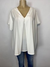 ASOS Ivory Short Sleeve Tunic Shirt Womens Size 18 Relaxed Fit Casual-Formal Top