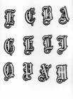2" Old English Embroidered White Patch Pick Letters Iron On or Sew On