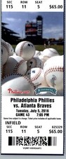 Atlanta Braves vs Philadelphia Phillies 7/5/2016 Ticket Aaron Nola