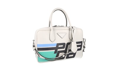PRADA Leder Mirage Schulter Hand Arbeits Tasche - Weiss Schwarz - NEU