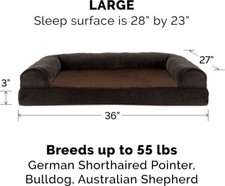 FurHaven Faux Fleece Memory Top Bolster Dog Bed -Huge discounts