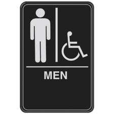 Everbilt "MEN" BRAILLE RESTROOM SIGN 6" x 9" Self-Adhesive Wheelchair Handicap