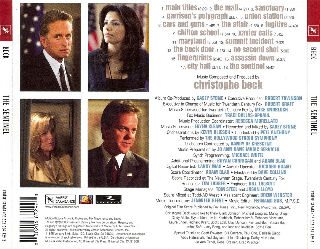 CHRISTOPHE BECK THE SENTINEL [ORIGINAL SCORE] NEW CD