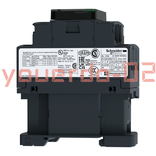 1PC New Schneider LC1D18LE7 TeSys Deca,18A,10HP 480VAC,100kA SCCR,208VAC 50/60Hz - Picture 2 of 5