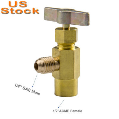 Can AC Tap Valve Opener Recharge Hose Adapter Tool Gold 1/4 SAE Male