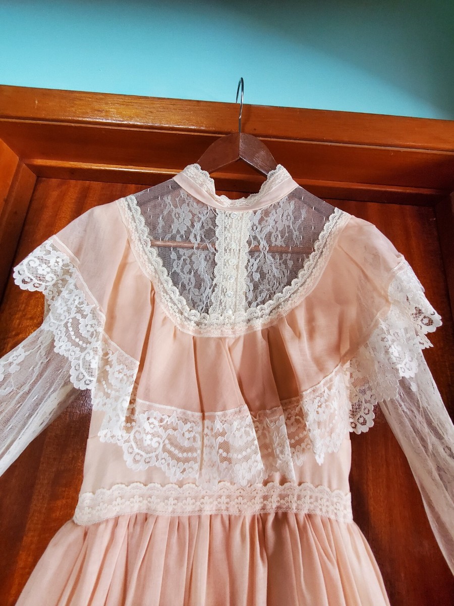 Vintage Gunne Sax Dress By Jessica San Francisco Pale Peach size 7