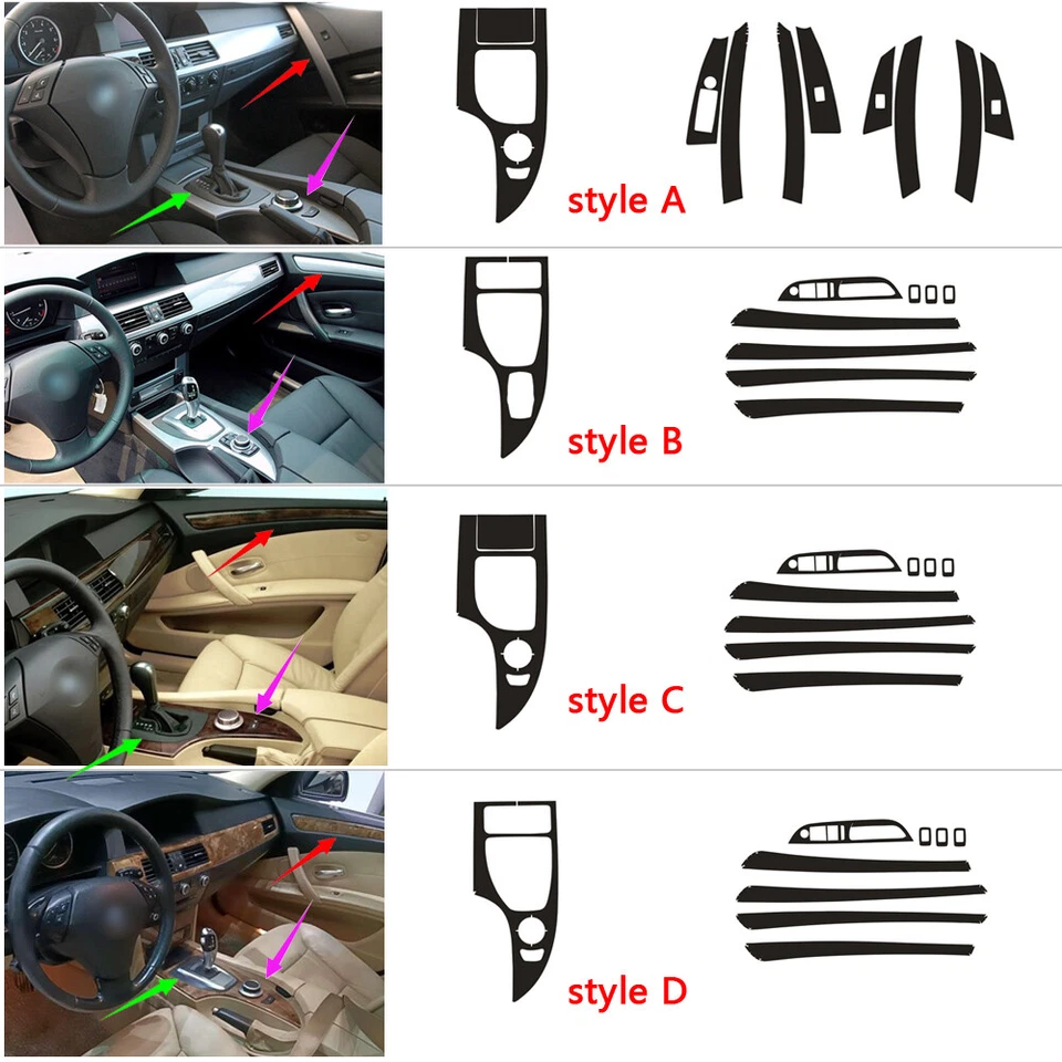 For BMW 5 Series E60 2005-2010 5D Carbon Fiber Pattern Interior DIY Trim Decals Foto 2 de 4