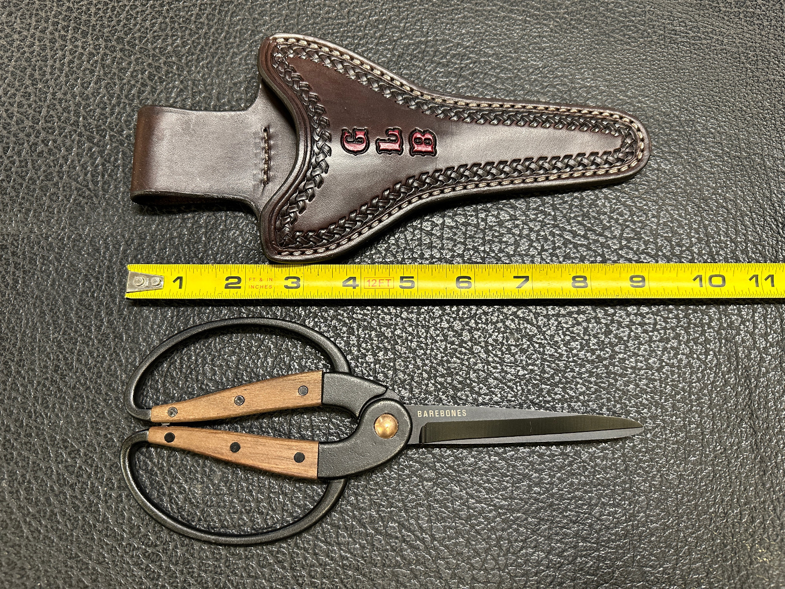 CUSTOM Leather Holster with Scissors - Barebones Shears / Dark Oil Sheath