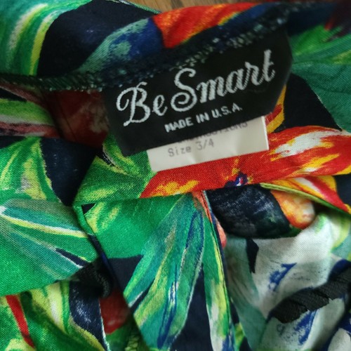 Vintage Hawaiian Be Smart Dress Maxi Womens 2 Aloha Floral Tulip Tie Usa Rayon - Picture 7 of 12