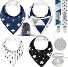 Dodo Babies Baby Bandana Drool Bibs Set with 2 Dummy Clips - 7 piece set