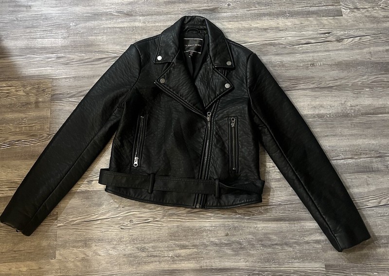 Victorias Secret Faux Leather A1  Pebbled Moto Jacket Medium Black