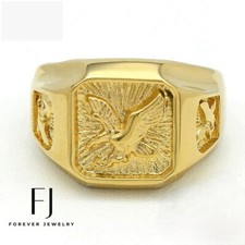 Men's Stainless Steel EAGLE Ring Size: 8.9 10 11 12 13 Gold plated Box