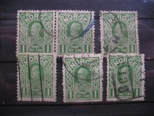 NORWAY King Haakon VII dark green Sc#70a 1911 used x 6