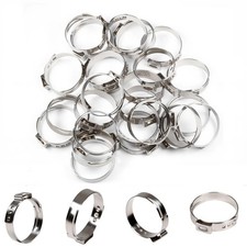 26Pcs Single Ear Hose Clamps 26.4mm-29.6mm (1") 304 Stainless Steel Hose Crim...