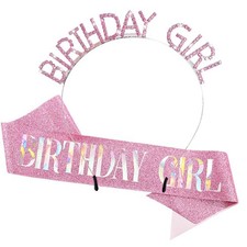 AOPRIE Pink Birthday Sash for Women Girls Happy Standard, Colorful