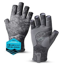 UV Fishing Gloves - Fingerless, Kayaking  Sailing - UPF 50 Sun S / M Black