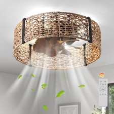 Ganeed Boho Ceiling Fan with Light Flush Moun...