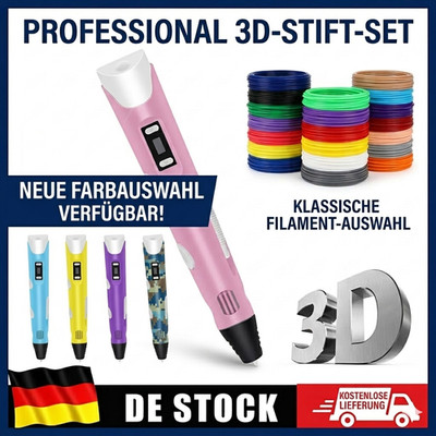 3D Stift Pen Kinder Filament PLA LCD Set 27m Zeichnen Geburtstag Geschenk Farben