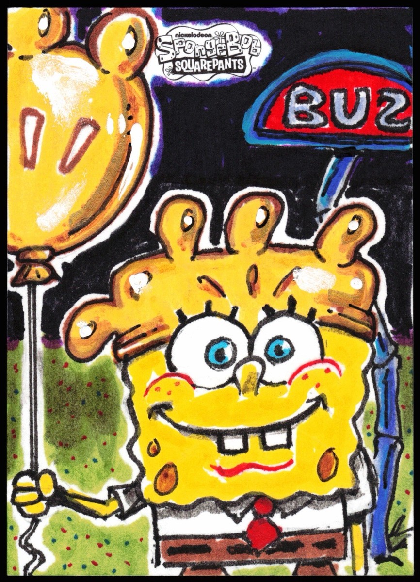 Spongebob Topps Chrome Rock Bottom Sketch 1/1 (Mike LaPeruta)