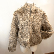 Fashion Nova Fernanda Faux Fur Coat Jacket Nude Women's Size Large Brown Black