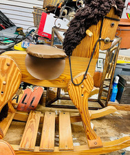 Large Size Antique Wooden Kids/ Small Adult Rocking Hobby Horse Solid Wood. Rare