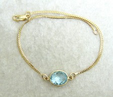 Checker cut Topaz  9ct Yellow Gold Bracelet 7.5 inches