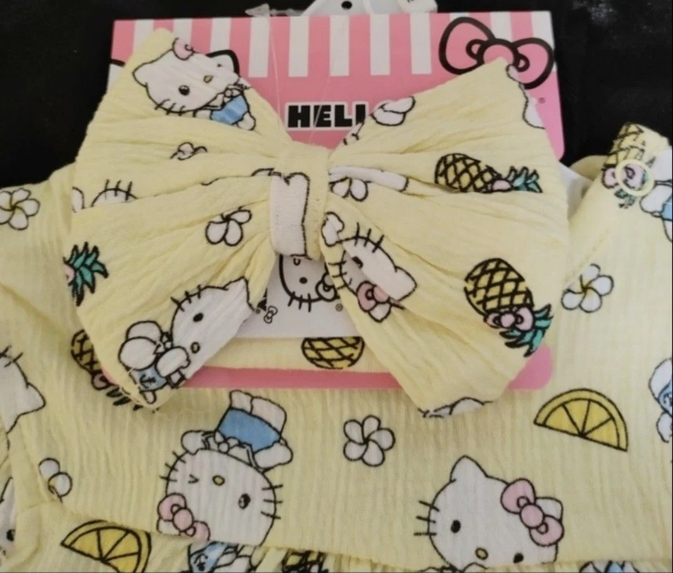 6 Months Lemon Pineapple Hello Kitty Baby Romper & Headband - New - Image 2 of 4