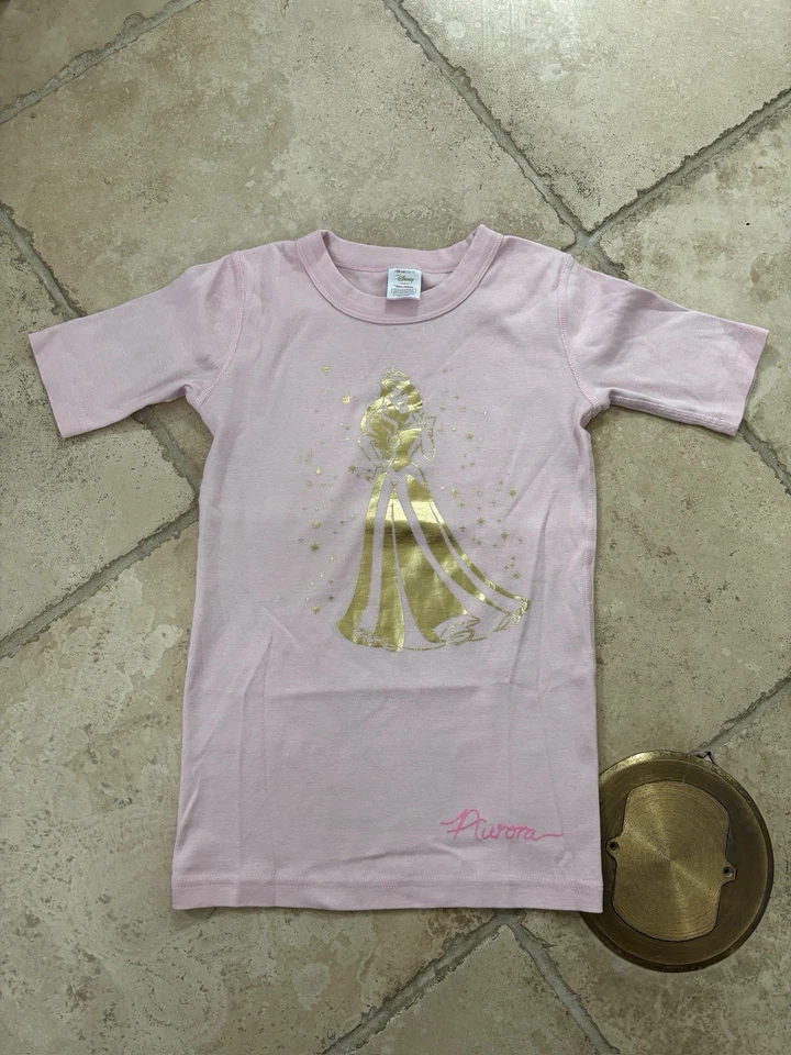 HANNA ANDERSSON Disney Pink Aurora Organic Short pajamas, Size 150 (12) - Image 4 of 4