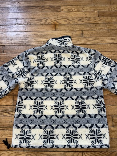 Vintage LL Bean Fleece 1/4 Zip Pullover Snowflake Geometric Pattern Kids Medium - Picture 7 of 9