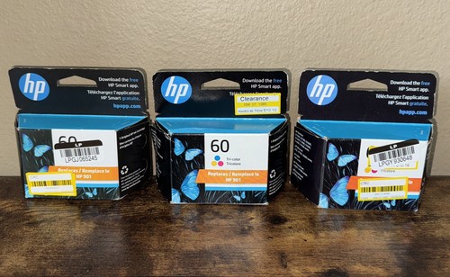 3er-Pack Original HP 60 Farben Tintenpatrone Ablaufdatum 8/24, 6/25, 7/25 NEU