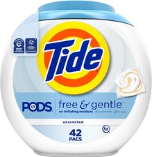 Tide Free  Gentle Laundry Detergent Pods, 42 Count, Unscented  Hypoallerge NEW