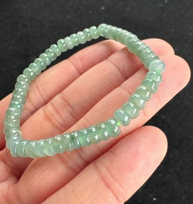 5mm Icy Green Abacus Jadeite Jade Beads Bracelet, 100% Untreated Certified