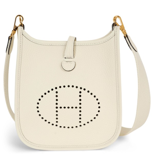 73219 authentische HERMES cremefarbene Clemence Leder EVELYNE 16 RDP Tasche Ghw