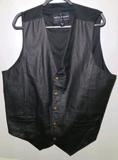 Wilsons Leather Vest Black Pockets Cinch Biker Motorcycle Y2K 90s Sz XL