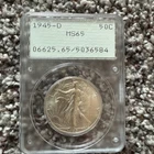 1945D Walking Liberty Silver US Half Dollar PCGS Slabbed, Old Green Holder