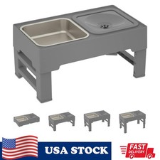 Adjustable Elevated Dog Bowl Stand for Large and Medium Breeds, Gray