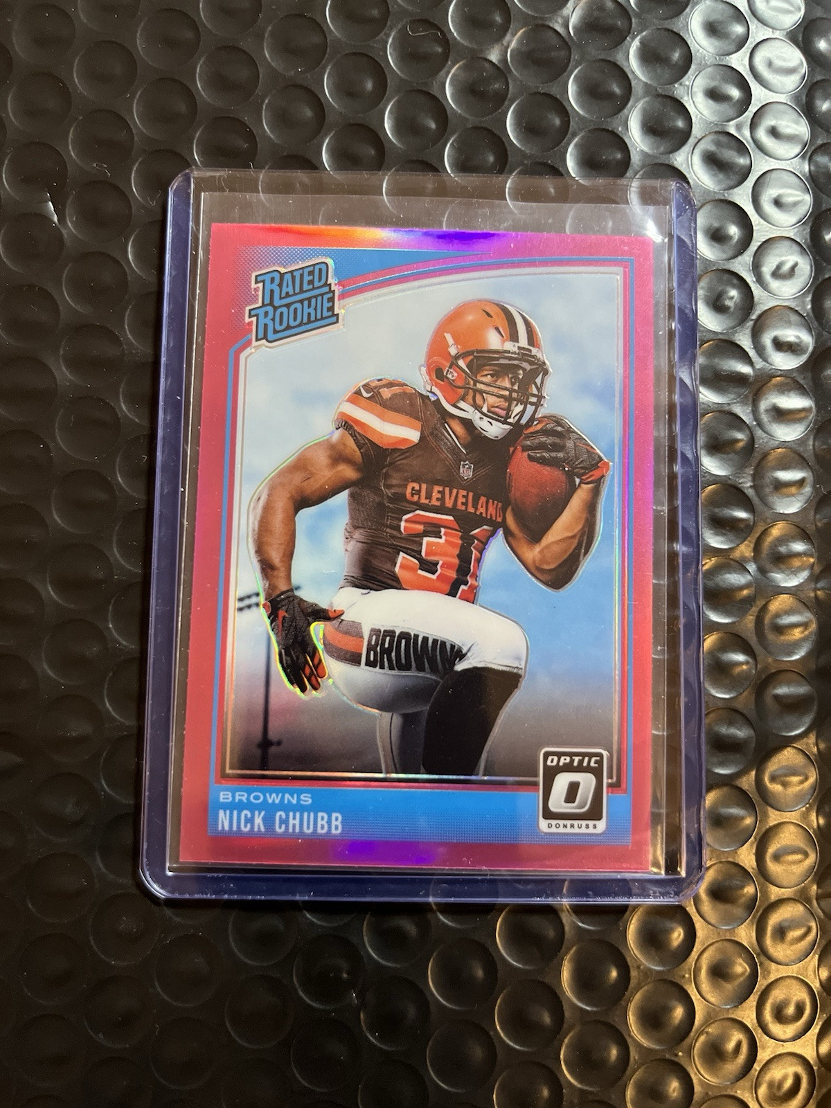 2018 Donruss Optic Nick Chubb Pink Holo Rated Rookie #158 Browns