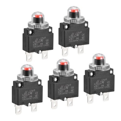 Circuit Overload Protector 8A Push Button with Waterproof Caps 5pcs