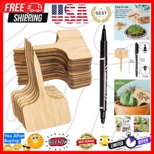 30T Bamboo Plant Labels + Water-Resistant Marker Pen - Perfect for All Plants