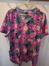 Women's Size XL Scrub Top Jurassic World Pink Floral