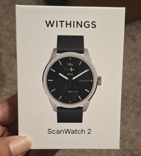 Withings ScanWatch 2 Smart Watch Black FKM Band Silver Case 42mm Heart Rate iOS