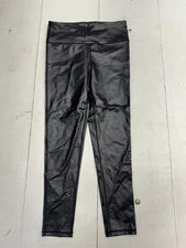 MoCo Boutique Solid Black Patent Leather Elastic Waist Leggings Womens Size L