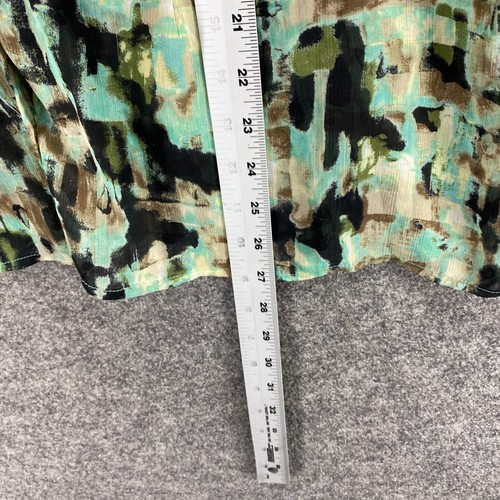 Cato Shirt Women 18/20W Plus Green Geometric Button Up Collared Short Sleeve - Picture 9 of 10