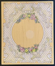 Stamps Happen Victorian Rectangular Lace Frame Roses Rubber Stamp