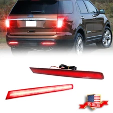 2Pcs Sides LED Bumper Reflectors Rear Fog Lights Kit For 2011-2015 Ford Explorer