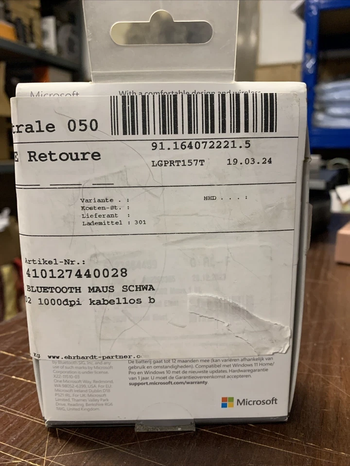 Original Microsoft RJN 00002 Maus Bluetooth Optisch 1000 DPI Beidhändig - Bild 3 von 4