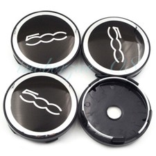4x 60mm Für Fiat 500 Alufelge Nabenkappen Nabendeckel Abdeckung Schwarz Auto NEW