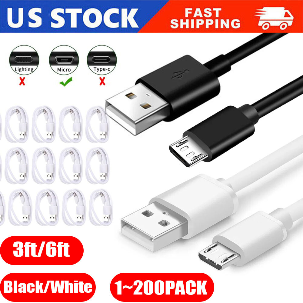 3/6ft Micro USB Fast Charging Cable Cord For Samsung Android Phone Charger LOT