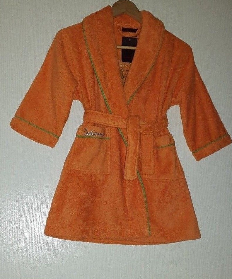 Peignoir garçon Catimini orange à motif bikers pour enfant de 4 à 6 ans